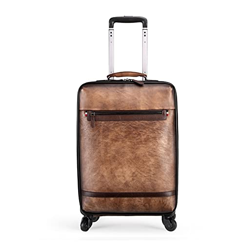 Europäischer Und Amerikanischer Lederwagen, Universal Wheel -Koffer, Vordere Tasche Mit Reißverschluss, Herren -Geschäftsreisen, Leistung, Schule,Braun,20in Cover