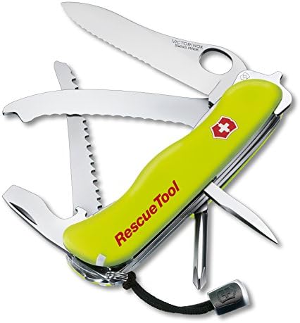 Victorinox Swiss Army Rescue Tool Pocket Knife with Pouch, Fluorescent Yellow ,111mm