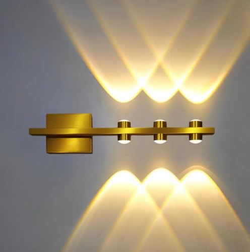 Image of Groeien 6 LED Golden 6 watt Up /Down Wall Sconce Bathroom Vanity Indoor Outdoor Light Fixtures for Mirror, Hallway,Bedroom,Indoor Wall Light(DualArc-3LED)