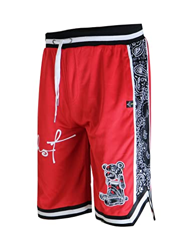 SCREENSHOT-SS1122 Mens Premium Hip-Hop Urban Sreetwear Fashion Basketball Mesh Shorts - Head Lifting Bear Character Sports Team Color 11