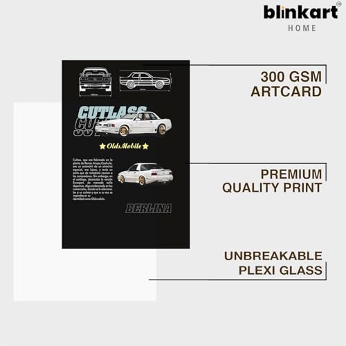 Image of BLINKART Nissan Skyline GT-R (R32) CarFramed Posters Gift Items Boys Room Wall Decoration Bedroom Office Studio Synthetic Wood Frame & Acrylic Glass Ready to Hang - 18x12 Inch, (A4 Size) - CAR-007