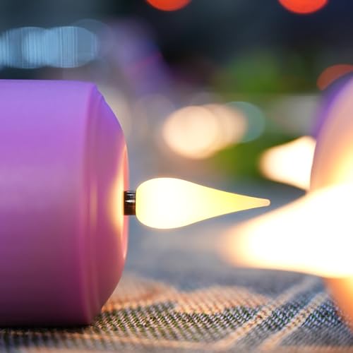 Image of yunsheng Flameless Advent Candles Purple and Pink, 4 Inch Battery Operated LED Advent Pillar Candles with Remote Timer, 350+ Hours Long Lasting Candles for Christmas Advent Rituals and Wreath,Set of 4