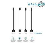 Short USB Cables (4pack 9.8in/25cm) -Black Nylon Braided Fast Charging Syncing Cables, Power Cords Compatible with iPhone X,8 Plus,7,6,SE,5S,iPad Air,Pro,Mini,iPod Touch,Charging Station