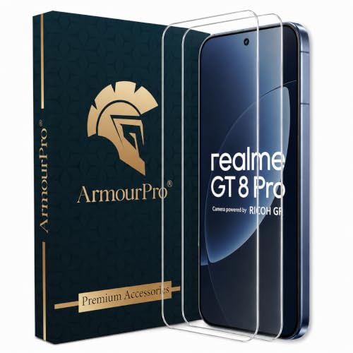 Image of ArmourPro 3D Borderless Tempered Glass for for Realme 16 Pro, GT 8 and GT 8 Pro, Set of 2 HD Clear Screen Protectors with 3D Curved Edges, 9H Hardness, Oleophobic Coating, Case Friendly