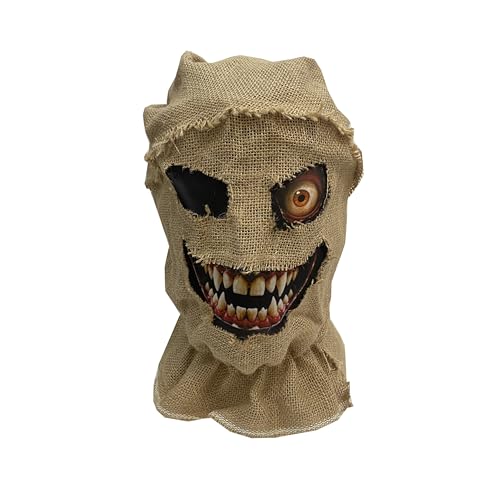 QFCFRQ Horror Scarecrow Burlap Mask Creepy Headgear for Halloween Party Costume (Scarecrow 4)