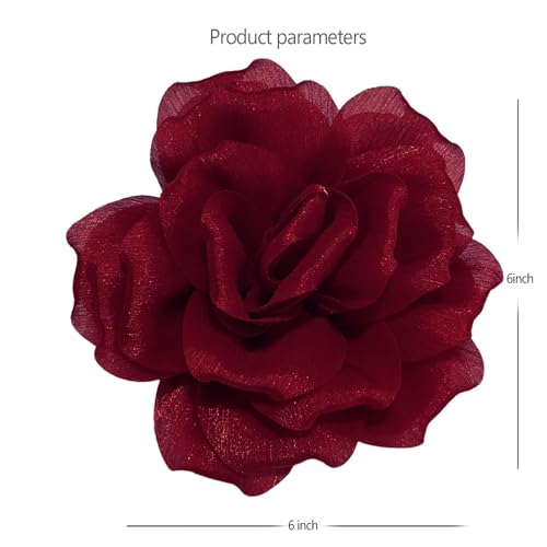 Image of Flash Camellia Flower Brooch Pin for Women Men Elegant Texture Fabric Dahlia Rose Floral Brooches Lapel Pins Dainty Wedding Holiday Party Costume Dress Accessories Jewelry