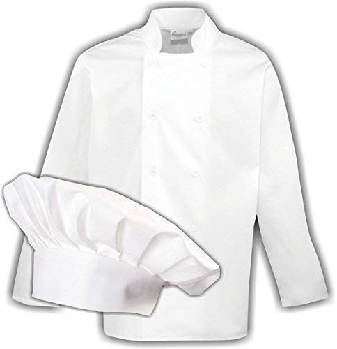 Shirtinstyle Koch- und Backset Kochjacke und Kochmütze, Größe XXL, Farbe Weiss