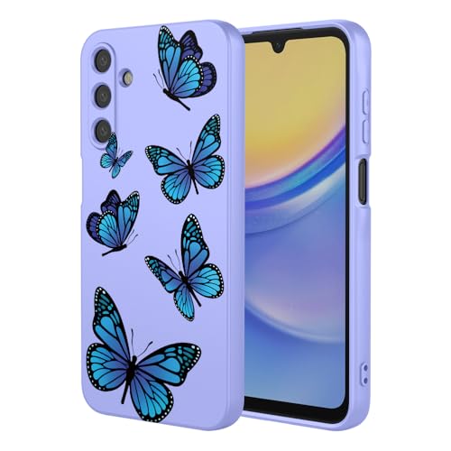 Coque Samsung Galaxy A15 motif papillon violet en TPU souple antichoc haut de gamme
