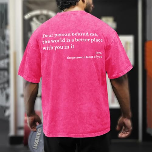 Image of Dear Person Behind Me Shirt You are Enough Tshirts for Men Oversized Inspirational Positive Tees Vintage Graphic Tops