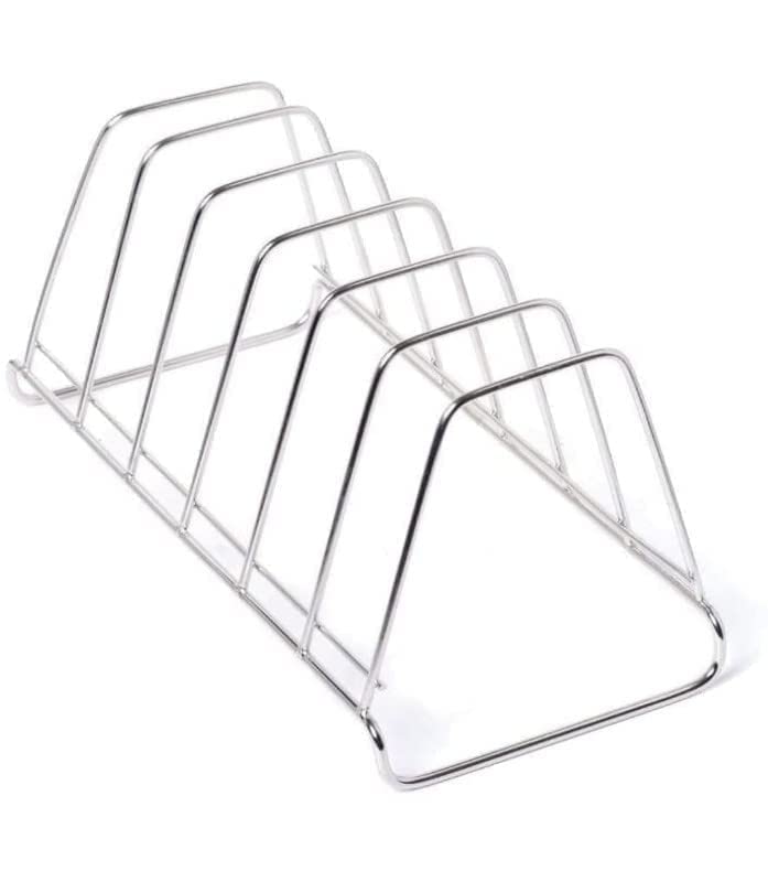 4RCE Stainless Steel Plate Rack (stend) | Dish Rack | Plate Stand | Dish Stand | Lid Holder Utensil Rack for Kitchen - 6 Sections lids stend (Plate STEND)