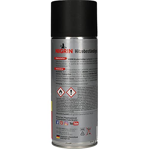 NIGRIN Lackspray, 400 ml, mattschwarzer Autolack, hitzebeständig, schützt Motor und Auspuff vor Rost, schnell trocknend – Bild 3