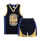 KJBEQ Kinder-Basketball-Set, V-Ausschnitt, Jungen-Basketballtrikots, Basketball-Set für Jungen im Alter von 2–16 Jahren (schwarz, S)