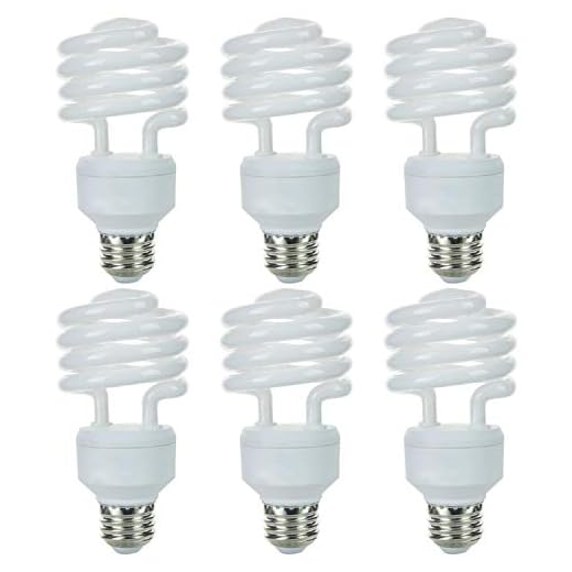 Sunlite 41427-SU Mini Spiral CFL Bulb, 23 Watts (100W Equivalent), Medium Base (E26), 1600 Lumens, 10,000 Hour Life Span, UL Listed, 6 Pack, 65K - Daylight