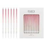 Velas de cumpleaños de rosa oro, decoraciones de cumpleaños de rosa oro para niñas y mujeres,24 velas largas de fiesta para pastel,vela degradada para de fiesta de,boda decoraciones,bebés duchas