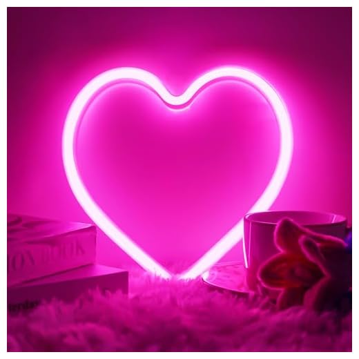 Placa neon de coração rosa, luzes de coração operadas por bateria ou alimentadas por USB, lâmpada decorativa de LED, decoração de mesa e parede para quarto de meninas, decoração de dia dos namorados