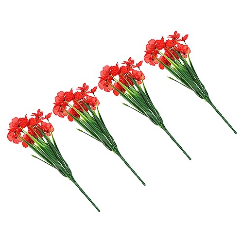 Hemobllo 1 Juego De 4 Piezas Adornos Violeta Simulados Decoraciones De La Casa Ligera para El Hogar Planta Exterior Falsa Decoraciones Flores De Otoño Artificiales El Plastico Rojo