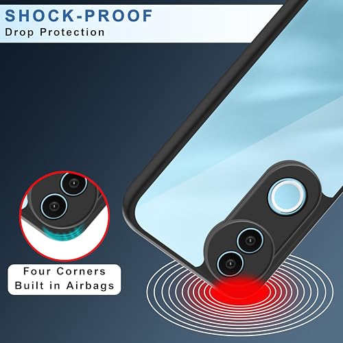 Image of CEDO Backcover for iQOO Z10R (5G) | Camera Protection Bump Shockproof Edge | Ultra Hybrid Transparent Acrylic Clear TPU+PC Hard Backcase Cover (Black)