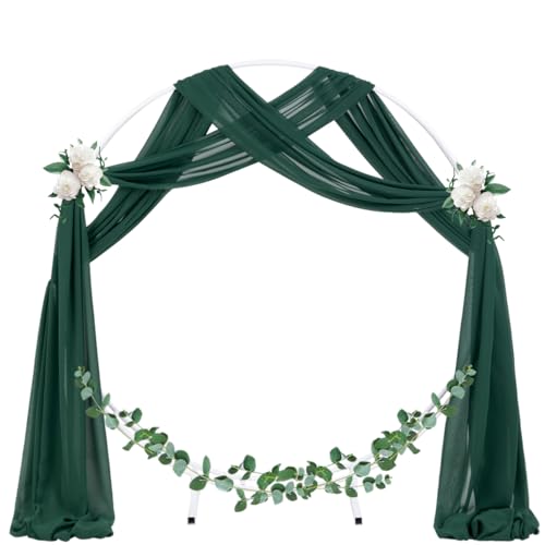 Image of Socomi Wedding Arch Draping Fabric 1 Panel 29 inch x 19Ft Emerald Green Sheer Chiffon Curtain Drapes 6 Yards for Wedding Ceremony Birthday Party Decoration