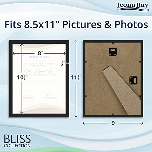 Icona Bay BLIS-LTR-BLK-1 8.5X11 Black Certificate Frame, Modern Style Wood Composite Document Frame thumb #1