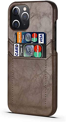 Étui iPhone 13 Pro cuir café résistant aux chutes avec fente carte