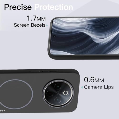 Image of KARWAN️ Magnetic Wireless Ultra Slim-Fit Back Case Cover for Vivo Y300 PRO / T4 / IQOOZ10 |Hard PC Case Cover| Ultra-Thin & Light Weight with [Ultra Premium Feel] Case (6.77 inch) (Black)