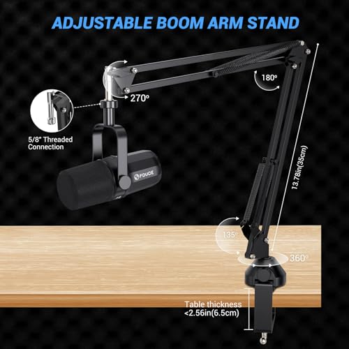 Image of FDUCE SL40X XLR Dynamic Microphone kit for Vocal Recording, Podcasting, Gaming, Live Streaming&Broadcasting, All Metal Cardioid Mic, Voice-Isolating Technology -Black(Mic Boom kit)
