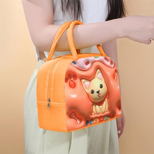 Image of Kraptick Compact & Stylish Design Printed Tiffin Bag for Children Insulated Lunch Bag for Kids Perfect Leakproof Keeps Hot and Cold Lunch Bag for School (Orange Shiba Inu)