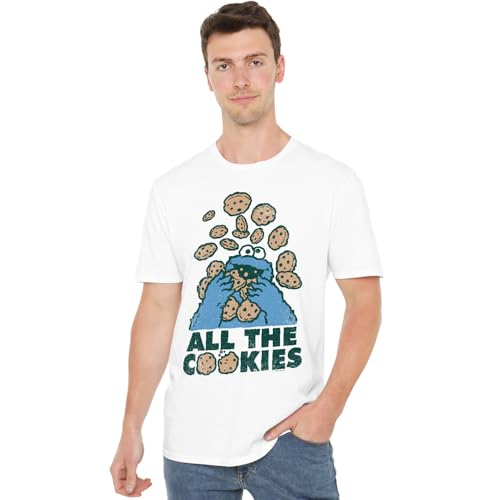 Sesame Street Funny Phrases Collection, maglietta unisex per adulti, Cookie Monster Tutti i Biscotti, L