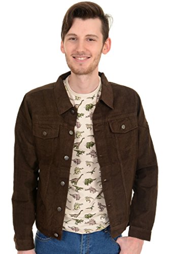 Run & Fly Mens 70's Retro Vintage Brown Corduroy Western Trucker Jacket Large