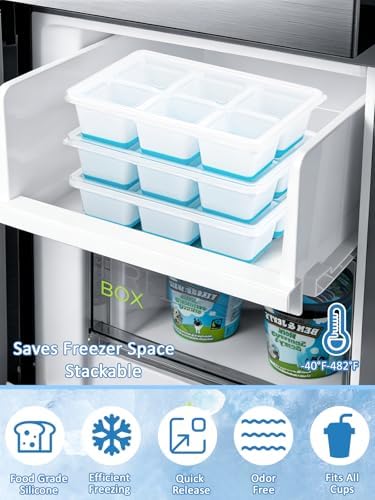 3 Pack Large Ice Cube Tray with Lid, Easy Release Freezer Molds-Blue — view 5