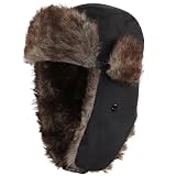 Sombrero de Trampero con Orejeras Unisex Impermeable, Sombrero de Invierno Negro, Cálido Gorro de Aviador Ruso Bombardero, Tapa a Prueba de Viento, ski Ctrapper para Actividades al Aire Libre Esquí