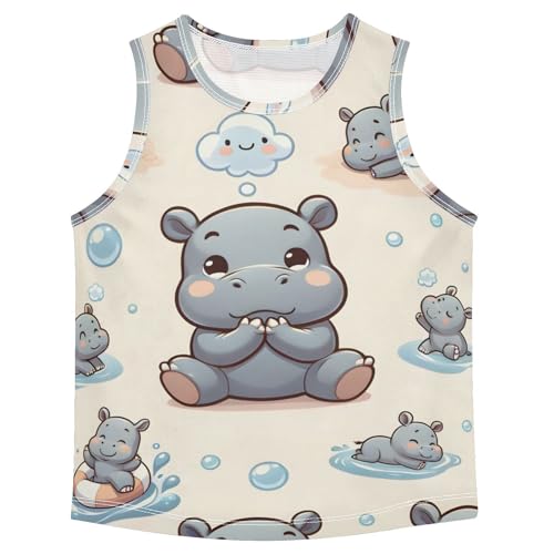 susiyo Cartoon Hippo Animals Boys Sleeveless Tank Top Girls Athletic T Shirt