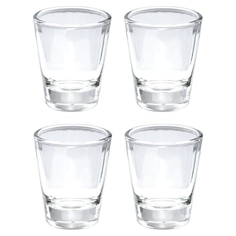 Thirsty Rhino Karan, Round 1.5 oz Shot Glass with Heavy Base, Clear Glass, Set of 4 Cover