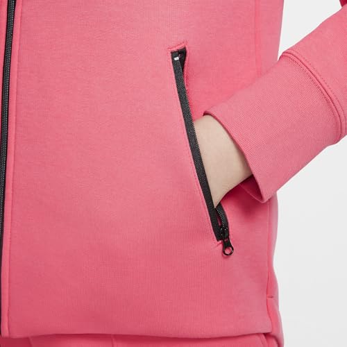 Nike Sportswear Tech Fleece Big Kids' (Girls') Full-Zip Hoodie (FD2979-629, Aster Pink/Black/Black)3