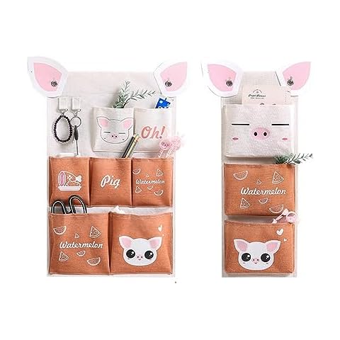 croselyu Multifunctional Hanging Bag Cute Cartoon Modeling Dormitory Fabric Hanging Basket Sundries Storage Bag Bathroom Wall Hanging Bag Behind The Door Wall Hanging Storage Bag (2, Brown) Cover