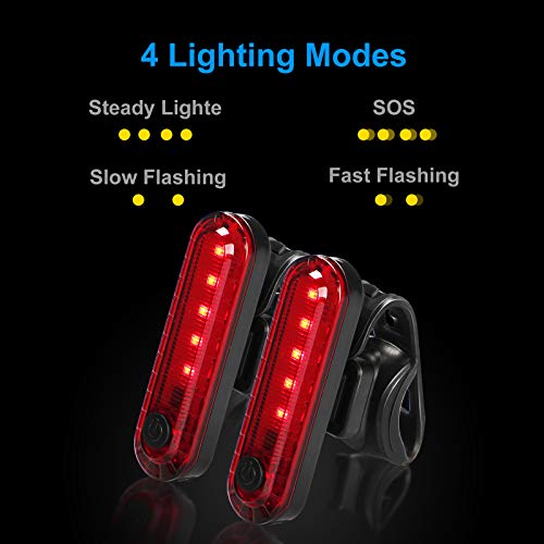 【2021 Upgraded Version】 LED Bike Tail Lights, USB Rechargeable Rear Bike Lights (2 Pack), Ultra Bright Bicycle Rear Cycling Safety Flashlight, Best Gift of Bike Accessories