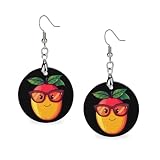 Funny Mango With Glasses Wooden Dangle Earrings Round Drop Earrings Jewelry Pendant Gifts for Women