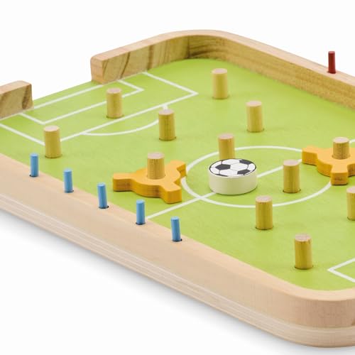 Juego de mesa de fútbol de madera para 2 jugadores, futbolín, 24 x 15 x 1,8 cm, con figuras de juego, pelota, contador de goles e instrucciones (idioma español no garantizado)