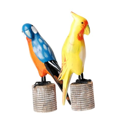 Perroquets en bois décor intérieur salon objets d'art épurés UKCOCO