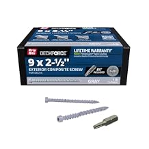 Grip-Rite DeckForce Exterior Composite Deck Screws for PVC and Composite Deck Projects - Nano Coated Screws - T-17 Saw Tip - Grey - #9 x 2-1/2" - 1 Lb Box - GRDFCS212HAG1