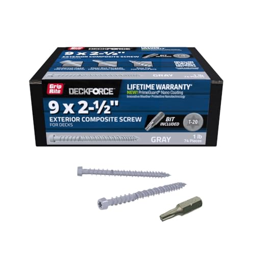 Grip-Rite DeckForce Exterior Composite Deck Screws for PVC a...