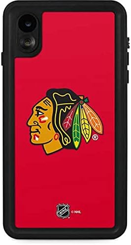 Skinit Waterproof Phone Case Compatible with iPhone XR - Officially Licensed NHL Chicago Blackhawks Solid Background Design