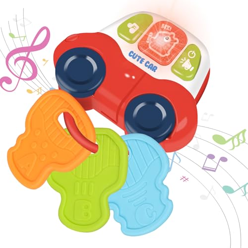 Majobee Baby Teething Toys With Music & Light - Baby Montessori Sensory Toys Car Key Baby Teether cover