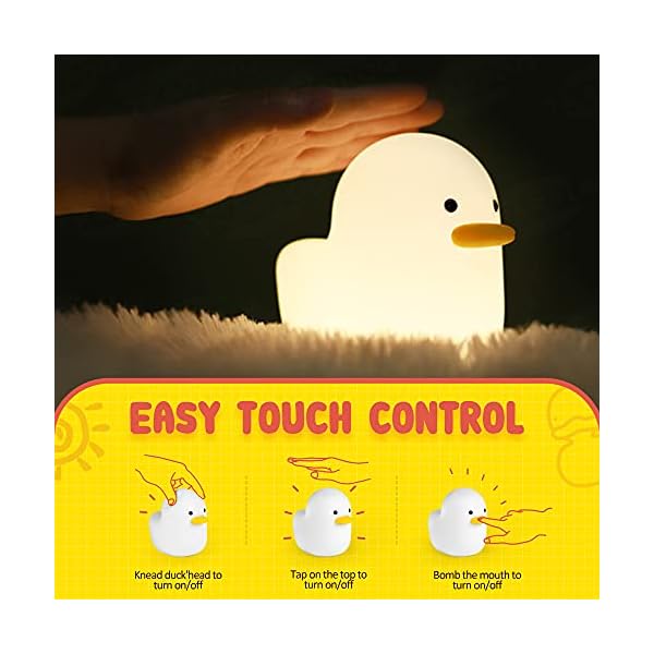 TKARPOO LED-Ente Nachtlicht Kinder, Ente Nachtlicht Kinder Silikon Dimmbar Nachttischlampe Kinder Baby Nachtlicht Ente… – Bild 5
