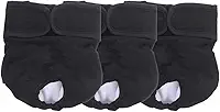 Fralda Cachorro Fêmea Reutilizáveis 3 Pcs Petting Is Caring - Materiais Duráveis ​​Solução lavável na máquina para incontinência de animais de estimação e viagens longas (Black, XS)
