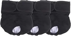 Fralda Cachorro Fêmea Reutilizáveis 3 Pcs Petting Is Caring - Materiais Duráveis ​​Solução lavável na máquina para incontinência de animais de estimação e viagens longas (Black, XS)