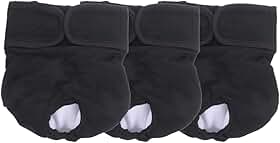 Fralda Cachorro Fêmea Reutilizáveis 3 Pcs Petting Is Caring - Materiais Duráveis ​​Solução lavável na máquina para incontinência de animais de estimação e viagens longas (Black, XS)