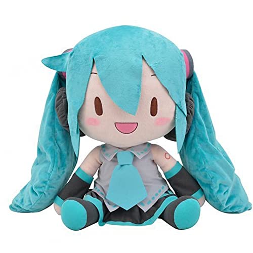 Xinchangda Miku - Figuras de peluche de anime Miku de peluche de 34 cm, personaje sentado, cojín suave de anime, almohada de peluche para el hogar, decoración de sofá, ropa de cama, regalo Xinchangda Miku - Figuras de peluche de anime Miku de peluche de 34 cm, personaje sentado, cojín suave de anime, almohada de peluche para el hogar, decoración de sofá, ropa de cama, regalo