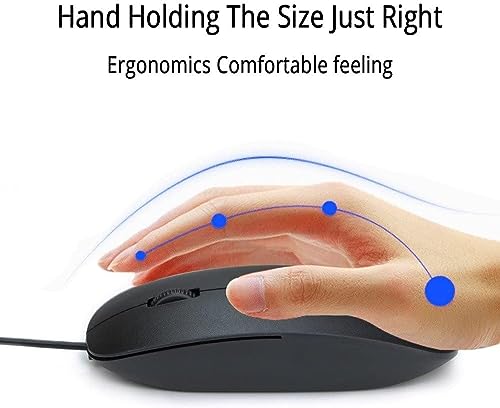 Ultra-Slim USB Wired Mouse, Slim Optical Wired Mouse with 1200 DPI, 3 Buttons, Lightweight and Comfortable - Compatible with Windows, Mac, and Linux For PC Laptop Desktop and Computer. (Black) - Image 7