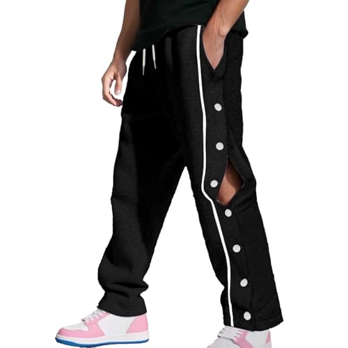 Men's Casual Pants Loose Fit Comfortable Everyday Wear Button Front Plain Design Trousers for Fall Winter Season